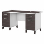 Bush Business Furniture Bush Furniture Somerset 60W Office Desk with Drawers in White and Storm Gray 