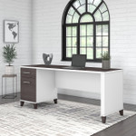 Bush Business Furniture Bush Furniture Somerset 72W Office Desk with Drawers in White and Storm Gray 