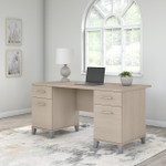 Bush Business Furniture Bush Furniture Somerset 60W Office Desk with Drawers in Sand Oak 