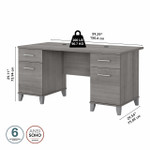 Bush Business Furniture Bush Furniture Somerset 60W Office Desk with Drawers in Platinum Gray 