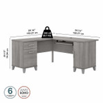 Bush Business Furniture Bush Furniture Somerset 60W L Shaped Desk with Storage in Platinum Gray 