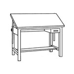 Safco Products Safco Ranger Steel 4 Post 84"W x 43.5"D Architect Drafting Table with Tool Drawer