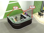 Office Source Cosmo 2 Person Curved Guest Reception Desk with Floating Glass Transaction Counter