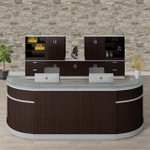 Office Source Cosmo 2 Person Glass Accented Reception Station with Rear Storage Wall