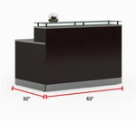 Office Source Cosmo 63"W x 32"D Floating Glass Top Reception Desk RCN6331