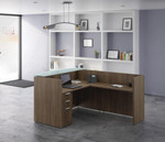  Office Source OS Laminate Collection Floating Glass Top L-Shaped Reception Station OS153 