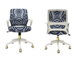 Eurotech Seating Eurotech Elizabeth Sutton Greyscale Patterned Upholstery Chair with Gold Accents