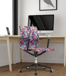 Eurotech Seating Eurotech Elizabeth Sutton Wynwood Designer Rose Patterned Upholstery Chair with Black and Silver Accents