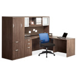  Office Source OS Laminate L-Desk with Hutch and Wardrobe Cabinet OS24 