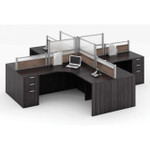  Office Source Borders II 4 Person Open Concept Desk Cluster OSB08 