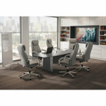 Office Source 8' Boat Shaped Conference Table with Silver Base Accents OSELP236 (Available with Power!)
