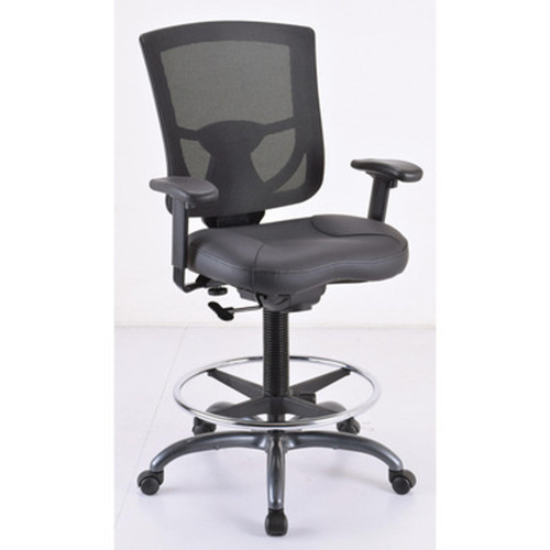  Office Source CoolMesh Pro Collection Task Stool with Leather Seat 8051ANSL 