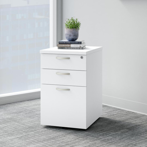 Bush Business Furniture Bush Easy Office White 3 Drawer Mobile File Pedestal EOF116WH 