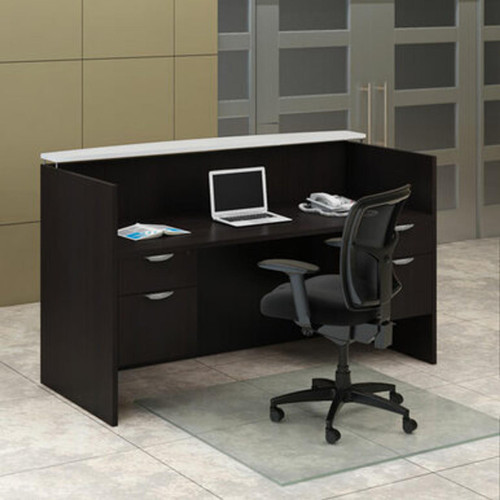  Office Source 71"W x 36"D Reception Desk with Floating Transaction Counter OS98 