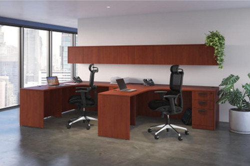  Office Source OS Laminate 2 Person Workstation with Wall Mount Hutches OS265 