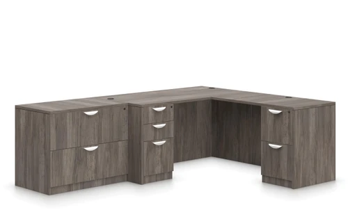 Offices To Go Superior Laminate L Shaped Desk with Freestanding File Cabinet SL-27 (5 Finishes Available!)