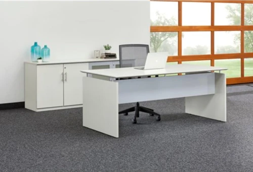 Mayline Group Mayline Medina Modern 72"W x 36"D Desk with Matching Glass Accented Low Wall Cabinet