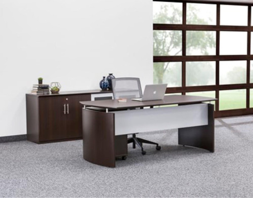 Mayline Group Mayline Medina 72" Desk with Low Wall Cabinet and Storage Pedestal