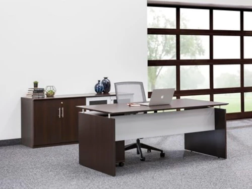 Mayline Group Mayline Medina Floating Top Desk with Low Wall Cabinet and Storage Pedestal