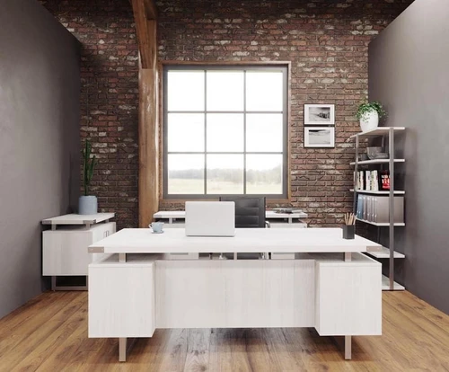Safco Products Safco Mirella Desk with Credenza, Storage Cabinet, and Bookcase