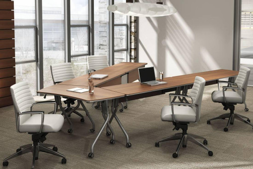 Global Bungee 4-Person V-Shaped Collaborative Flip Top Table