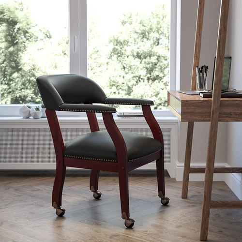 Flash Furniture Black Leather Luxurious Conference Chair with Casters Flash Furniture Black Leather Luxurious Conference Chair with Casters