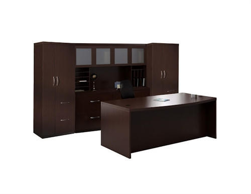 Mayline Group 10 Piece Mayline Aberdeen Casegoods Furniture Set with Mocha Finish - AT9LDC 