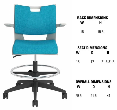 Global Total Office Global Duet Series Upholstered Task Stool with Foot Ring 6737 