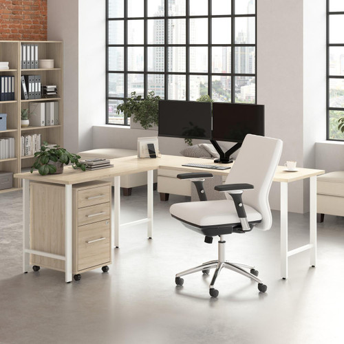  Bush Business Furniture Hustle 72W L Shaped Computer Desk with 3 Drawer Mobile File Cabinet 