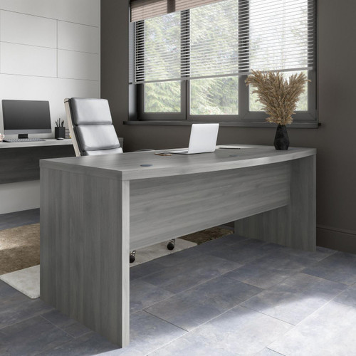  Bush Business Furniture Echo 72W Bow Front Desk in Modern Gray 