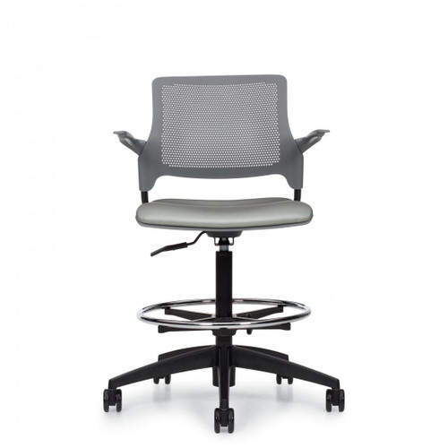 Global Total Office Global Stream Height Adjustable Task Stool with Arms and Upholstered Seat 2074APU Global Total Office Global Stream Height Adjustable Task Stool with Arms and Upholstered Seat 2074APU