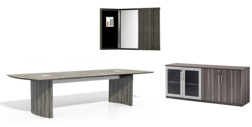 Mayline Group Mayline Medina 10' Conference Table with Presentation Board and Low Wall Cabinet Bundle