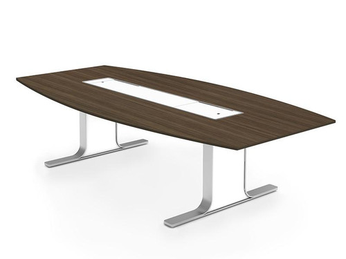 SurfaceWorks Rapport 8' x 4' Powered Boat Shaped Conference Table   SurfaceWorks Rapport 8' x 4' Powered Boat Shaped Conference Table