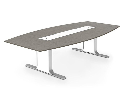 SurfaceWorks Rapport 10' x 4' Powered Boat Shaped Conference Table   SurfaceWorks Rapport 10' x 4' Powered Boat Shaped Conference Table