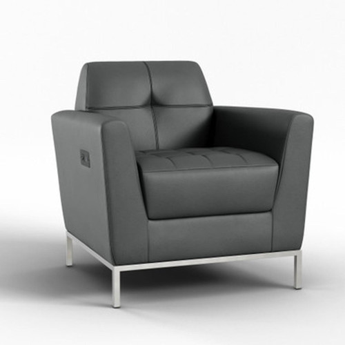  Office Source Parker Tufted PU Leather Club Chair with Power Inputs OSRL3027 