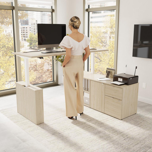 Bush Business Furniture Stratus 72W x 30D Electric Height Adjustable Standing Desk with Storage Bush Business Furniture Stratus 72W x 30D Electric Height Adjustable Standing Desk with Storage