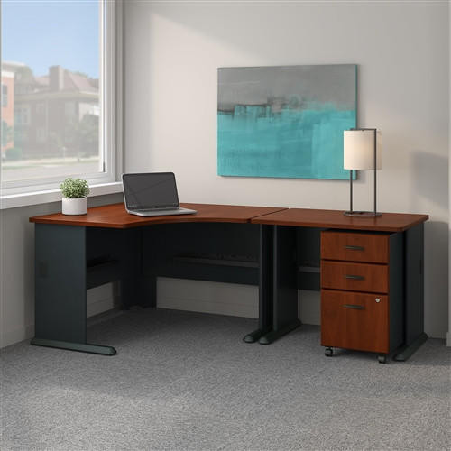 Bush Business Furniture Bush Series A 48" Corner Desk with 36" Return and Mobile File Cabinet 