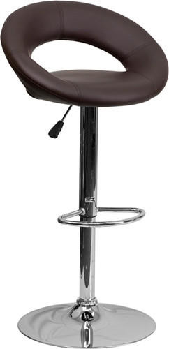  Flash Furniture Brown Vinyl Curved Back Bar Stool with Chrome Base 