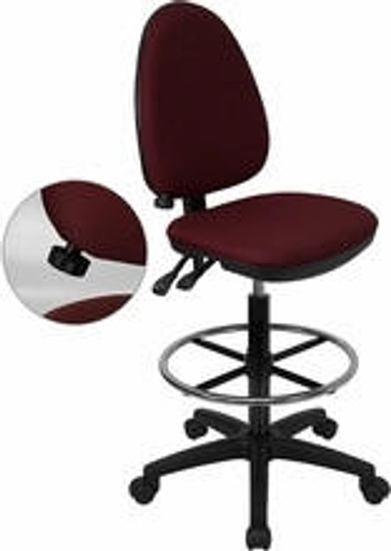  Flash Furniture Burgundy Drafting Chair with Lumbar Support 