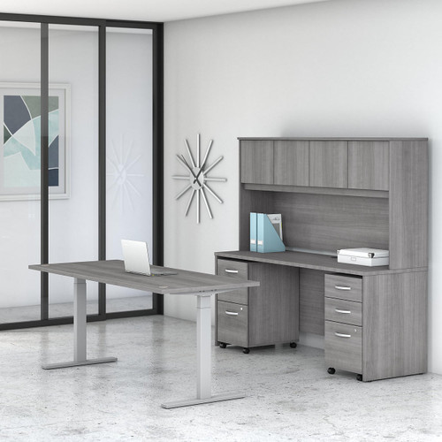  Bush Business Furniture Studio C 72W x 30D Height Adjustable Standing Desk, Credenza and Storage 