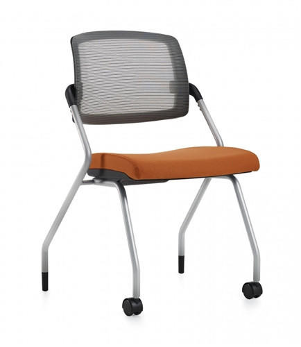 Global Total Office Global Spritz Armless Mesh Guest Chair with Front Leg Casters 6764FC 