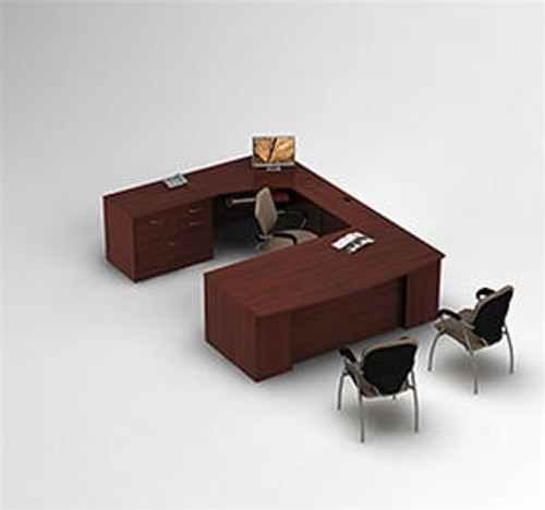 Global Total Office Global Zira Bow Front U Desk with Storage 