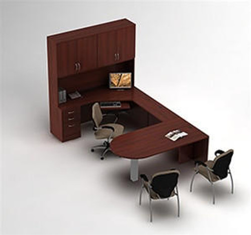 Global Total Office Global Zira Collaborative U-Desk with Storage Hutch 