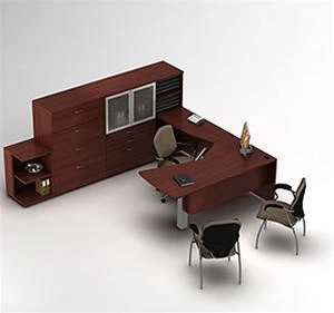 Global Total Office Global Zira Contemporary U Desk with File and Storage Cabinets