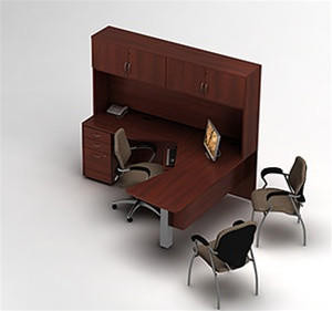 Global Total Office Global Zira Modular L-Desk with Hutch