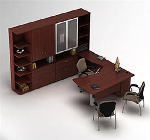 Global Total Office Global Zira Open Concept U-Desk with Storage 