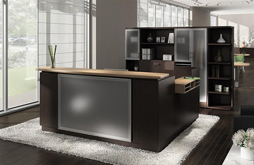 Global Total Office Global Zira Series Luxury Reception Desk Configuration 