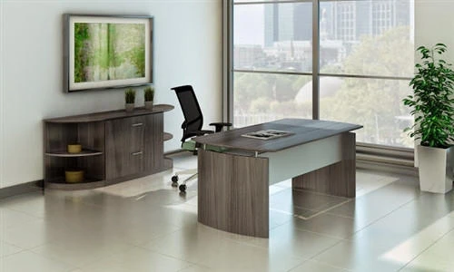 Mayline Group Gray Steel Laminate 4 Piece Medina Series Desk Layout by Mayline