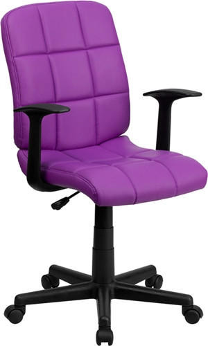  Flash Furniture Purple Vinyl Mid Back Office Chair with Arms 