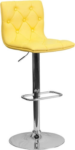  Flash Furniture Tufted Yellow Vinyl Adjustable Bar Stool with Chrome Base 